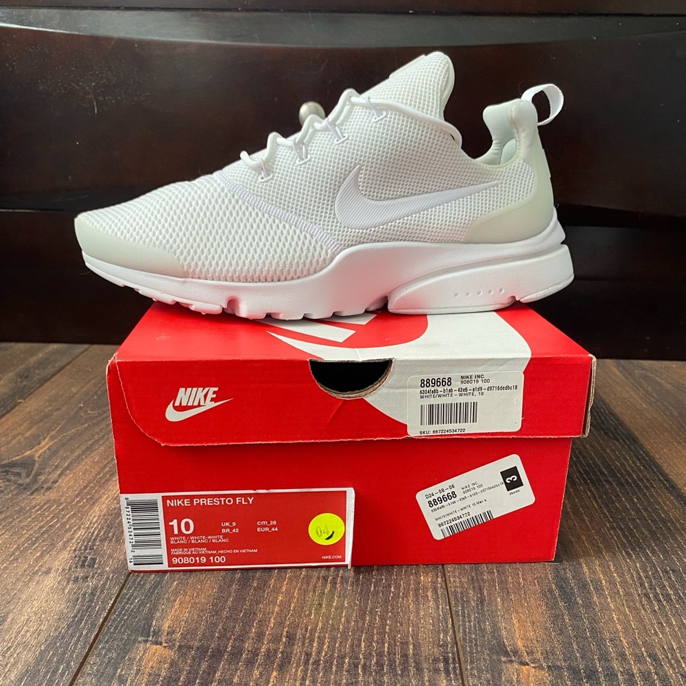 Nike Presto Fly Size 10 Mens Triple White Shoes